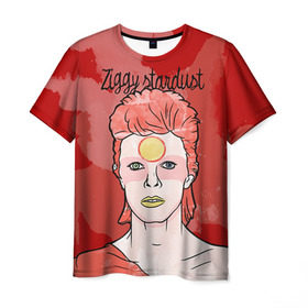 Мужская футболка 3D с принтом Ziggy Stardust в Екатеринбурге, 100% полиэфир | прямой крой, круглый вырез горловины, длина до линии бедер | Тематика изображения на принте: bowie | david | ziggy stardust | боуи | дэвид | музыкант | певец | рок