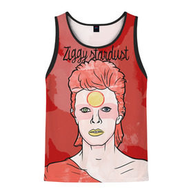 Мужская майка 3D с принтом Ziggy Stardust в Екатеринбурге, 100% полиэстер | круглая горловина, приталенный силуэт, длина до линии бедра. Пройма и горловина окантованы тонкой бейкой | Тематика изображения на принте: bowie | david | ziggy stardust | боуи | дэвид | музыкант | певец | рок
