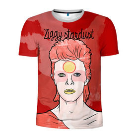 Мужская футболка 3D спортивная с принтом Ziggy Stardust в Екатеринбурге, 100% полиэстер с улучшенными характеристиками | приталенный силуэт, круглая горловина, широкие плечи, сужается к линии бедра | Тематика изображения на принте: bowie | david | ziggy stardust | боуи | дэвид | музыкант | певец | рок