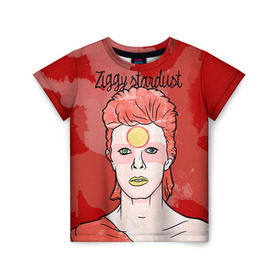 Детская футболка 3D с принтом Ziggy Stardust в Екатеринбурге, 100% гипоаллергенный полиэфир | прямой крой, круглый вырез горловины, длина до линии бедер, чуть спущенное плечо, ткань немного тянется | bowie | david | ziggy stardust | боуи | дэвид | музыкант | певец | рок