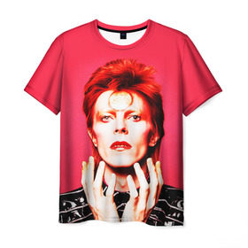 Мужская футболка 3D с принтом Ziggy Stardust в Екатеринбурге, 100% полиэфир | прямой крой, круглый вырез горловины, длина до линии бедер | bowie | david | ziggy stardust | боуи | дэвид | музыкант | певец | рок