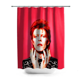 Штора 3D для ванной с принтом Ziggy Stardust в Екатеринбурге, 100% полиэстер | плотность материала — 100 г/м2. Стандартный размер — 146 см х 180 см. По верхнему краю — пластиковые люверсы для креплений. В комплекте 10 пластиковых колец | bowie | david | ziggy stardust | боуи | дэвид | музыкант | певец | рок