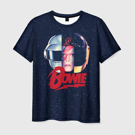 Мужская футболка 3D с принтом Bowie в Екатеринбурге, 100% полиэфир | прямой крой, круглый вырез горловины, длина до линии бедер | Тематика изображения на принте: bowie | david | боуи | дэвид | музыкант | певец | рок