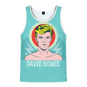 Мужская майка 3D с принтом David Bowie в Екатеринбурге, 100% полиэстер | круглая горловина, приталенный силуэт, длина до линии бедра. Пройма и горловина окантованы тонкой бейкой | Тематика изображения на принте: bowie | david | боуи | дэвид | музыкант | певец | рок