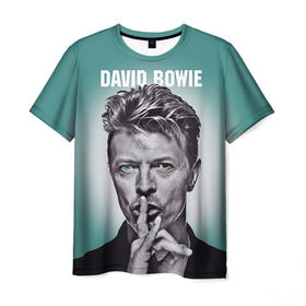 Мужская футболка 3D с принтом Боуи в Екатеринбурге, 100% полиэфир | прямой крой, круглый вырез горловины, длина до линии бедер | Тематика изображения на принте: bowie | david | боуи | дэвид | музыкант | певец | рок