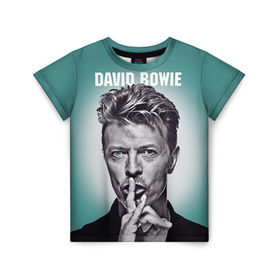 Детская футболка 3D с принтом Боуи в Екатеринбурге, 100% гипоаллергенный полиэфир | прямой крой, круглый вырез горловины, длина до линии бедер, чуть спущенное плечо, ткань немного тянется | bowie | david | боуи | дэвид | музыкант | певец | рок