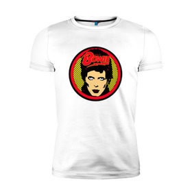 Мужская футболка премиум с принтом Bowie art в Екатеринбурге, 92% хлопок, 8% лайкра | приталенный силуэт, круглый вырез ворота, длина до линии бедра, короткий рукав | Тематика изображения на принте: bowie | david | боуи | дэвид | музыкант | певец | рок