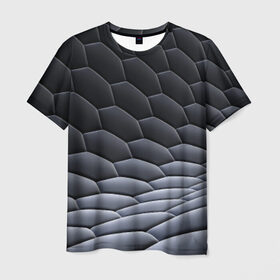 Мужская футболка 3D с принтом 3Д абстракция в Екатеринбурге, 100% полиэфир | прямой крой, круглый вырез горловины, длина до линии бедер | абстракция | нейтральный рисунок на все случаи жизни.3d | пчёлы | соты | текстура