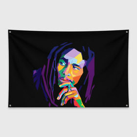 Флаг-баннер с принтом Боб Марли в Екатеринбурге, 100% полиэстер | размер 67 х 109 см, плотность ткани — 95 г/м2; по краям флага есть четыре люверса для крепления | bob marley | боб марли | поп арт | регги