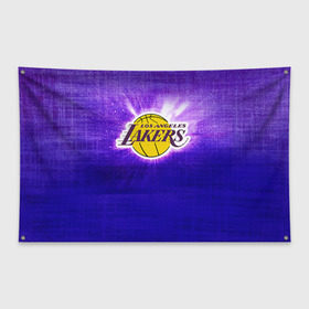Флаг-баннер с принтом Los Angeles Lakers в Екатеринбурге, 100% полиэстер | размер 67 х 109 см, плотность ткани — 95 г/м2; по краям флага есть четыре люверса для крепления | basketball | la | lakers | los angeles | nba | баскет | баскетбол | баскетбольный | лейкерс | нба | спорт