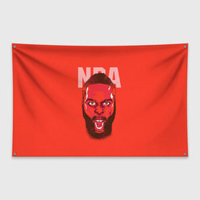 Флаг-баннер с принтом NBA в Екатеринбурге, 100% полиэстер | размер 67 х 109 см, плотность ткани — 95 г/м2; по краям флага есть четыре люверса для крепления | basketball | nba | баскет | баскетбол | баскетбольный | нба | спорт
