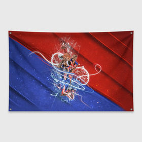 Флаг-баннер с принтом Игра баскетбол в Екатеринбурге, 100% полиэстер | размер 67 х 109 см, плотность ткани — 95 г/м2; по краям флага есть четыре люверса для крепления | basketball | nba | нба