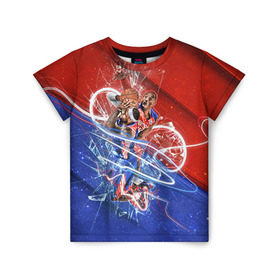 Детская футболка 3D с принтом Игра баскетбол в Екатеринбурге, 100% гипоаллергенный полиэфир | прямой крой, круглый вырез горловины, длина до линии бедер, чуть спущенное плечо, ткань немного тянется | basketball | nba | нба
