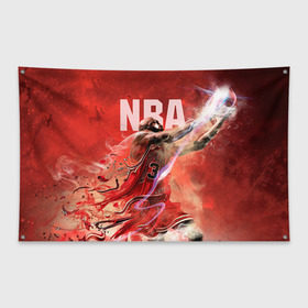 Флаг-баннер с принтом Спорт NBA в Екатеринбурге, 100% полиэстер | размер 67 х 109 см, плотность ткани — 95 г/м2; по краям флага есть четыре люверса для крепления | basketball | nba | баскет | баскетбол | баскетбольный | нба