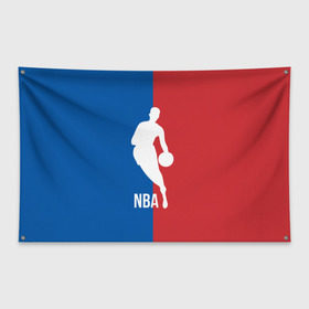 Флаг-баннер с принтом Эмблема NBA в Екатеринбурге, 100% полиэстер | размер 67 х 109 см, плотность ткани — 95 г/м2; по краям флага есть четыре люверса для крепления | basketball | nba | баскет | баскетбол | баскетбольный | нба | спорт | эмблема