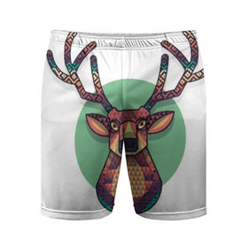Мужские шорты 3D спортивные с принтом Радужный олень в Екатеринбурге,  |  | олень | радуга | рога | ромбы | цвета