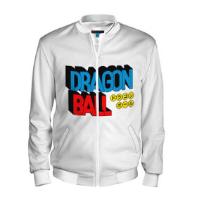 Мужской бомбер 3D с принтом Dragon Ball Logo в Екатеринбурге, 100% полиэстер | застегивается на молнию, по бокам два кармана без застежек, по низу бомбера и на воротнике - эластичная резинка | Тематика изображения на принте: болл | драгон | лого | логотип