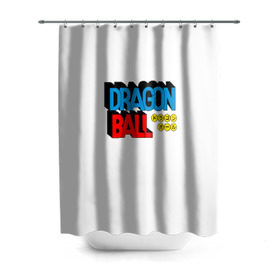 Штора 3D для ванной с принтом Dragon Ball Logo в Екатеринбурге, 100% полиэстер | плотность материала — 100 г/м2. Стандартный размер — 146 см х 180 см. По верхнему краю — пластиковые люверсы для креплений. В комплекте 10 пластиковых колец | болл | драгон | лого | логотип