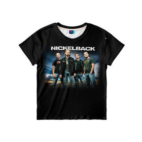 Детская футболка 3D с принтом Nickelback в Екатеринбурге, 100% гипоаллергенный полиэфир | прямой крой, круглый вырез горловины, длина до линии бедер, чуть спущенное плечо, ткань немного тянется | Тематика изображения на принте: nickelback | группа | никельбэк | рок