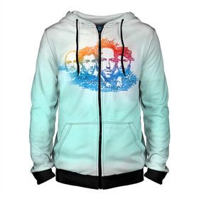 Мужская толстовка 3D на молнии с принтом Coldplay в Екатеринбурге, 100% полиэстер | длина до линии бедра, манжеты и пояс оформлены мягкой тканевой резинкой, двухслойный капюшон со шнурком для регулировки, спереди молния, по бокам два кармана | 