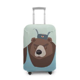 Чехол для чемодана 3D с принтом Русский медведь в Екатеринбурге, 86% полиэфир, 14% спандекс | двустороннее нанесение принта, прорези для ручек и колес | 23 февраля | армия | медведь | мишка | подарок парню | россия | рф | солдат | флот | я русский