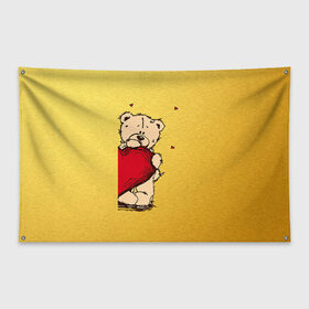 Флаг-баннер с принтом Медведи а в Екатеринбурге, 100% полиэстер | размер 67 х 109 см, плотность ткани — 95 г/м2; по краям флага есть четыре люверса для крепления | 14 февраля | heart | love | влюбленные | день святого валентина | лав | любовь | пара | подарок | сердечки | сердце