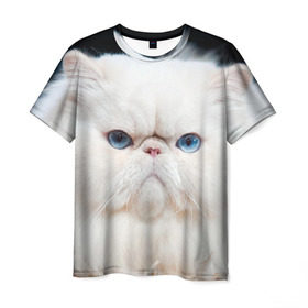 Мужская футболка 3D с принтом Персидский кот в Екатеринбурге, 100% полиэфир | прямой крой, круглый вырез горловины, длина до линии бедер | домашняя | животное | кот | котэ | кошка | персидский