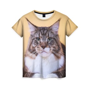 Женская футболка 3D с принтом Байкун в Екатеринбурге, 100% полиэфир ( синтетическое хлопкоподобное полотно) | прямой крой, круглый вырез горловины, длина до линии бедер | байкун | домашняя | животное | кот | котэ | кошка