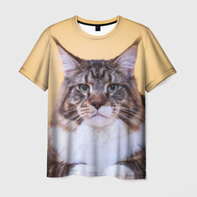 Мужская футболка 3D с принтом Байкун в Екатеринбурге, 100% полиэфир | прямой крой, круглый вырез горловины, длина до линии бедер | байкун | домашняя | животное | кот | котэ | кошка