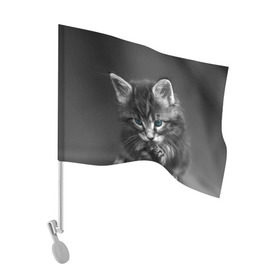 Флаг для автомобиля с принтом Котенок в Екатеринбурге, 100% полиэстер | Размер: 30*21 см | домашняя | животное | кот | котэ | кошка