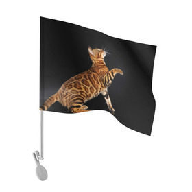 Флаг для автомобиля с принтом Бенгальская кошка в Екатеринбурге, 100% полиэстер | Размер: 30*21 см | бенгальская | домашняя | животное | кот | котэ | кошка