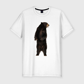 Мужская футболка премиум с принтом Медведь в Екатеринбурге, 92% хлопок, 8% лайкра | приталенный силуэт, круглый вырез ворота, длина до линии бедра, короткий рукав | 