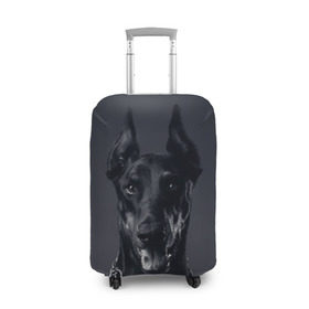 Чехол для чемодана 3D с принтом Доберман в Екатеринбурге, 86% полиэфир, 14% спандекс | двустороннее нанесение принта, прорези для ручек и колес | Тематика изображения на принте: доберман | животное | порода | собака