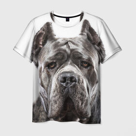 Мужская футболка 3D с принтом Канне корсо в Екатеринбурге, 100% полиэфир | прямой крой, круглый вырез горловины, длина до линии бедер | Тематика изображения на принте: животное | канне корсо | порода | собака
