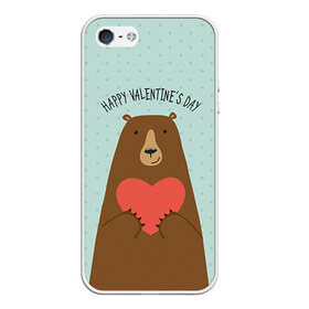 Чехол для iPhone 5/5S матовый с принтом Медведь с сердцем в Екатеринбурге, Силикон | Область печати: задняя сторона чехла, без боковых панелей | 14 февраля | bears | love | love you | валентин | влюбленные | день святого валентина | лав | любовь | медведб | медведи | мишки | подарок девушке | подарок парню