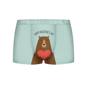 Мужские трусы 3D с принтом Медведь с сердцем в Екатеринбурге, 50% хлопок, 50% полиэстер | классическая посадка, на поясе мягкая тканевая резинка | 14 февраля | bears | love | love you | валентин | влюбленные | день святого валентина | лав | любовь | медведб | медведи | мишки | подарок девушке | подарок парню