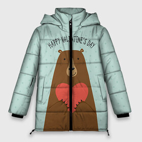 Женская зимняя куртка 3D с принтом Медведь с сердцем в Екатеринбурге, верх — 100% полиэстер; подкладка — 100% полиэстер; утеплитель — 100% полиэстер | длина ниже бедра, силуэт Оверсайз. Есть воротник-стойка, отстегивающийся капюшон и ветрозащитная планка. 

Боковые карманы с листочкой на кнопках и внутренний карман на молнии | 14 февраля | bears | love | love you | валентин | влюбленные | день святого валентина | лав | любовь | медведб | медведи | мишки | подарок девушке | подарок парню