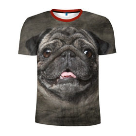 Мужская футболка 3D спортивная с принтом Мопс в Екатеринбурге, 100% полиэстер с улучшенными характеристиками | приталенный силуэт, круглая горловина, широкие плечи, сужается к линии бедра | животное | мопс | порода | собака