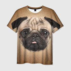 Мужская футболка 3D с принтом Мопс в Екатеринбурге, 100% полиэфир | прямой крой, круглый вырез горловины, длина до линии бедер | животное | мопс | порода | собака