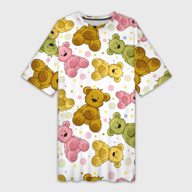Платье-футболка 3D с принтом Медвежата в Екатеринбурге,  |  | 14 февраля | bears | teddy | валентин | день святого валентина | игрушки | медведи | милый | мимими | мишка | мишки | подарки | подарок | подарок девушке | подарок парню | тедди