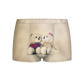 Мужские трусы 3D с принтом Love teddy bears в Екатеринбурге, 50% хлопок, 50% полиэстер | классическая посадка, на поясе мягкая тканевая резинка | Тематика изображения на принте: 14 февраля | bears | teddy | валентин | день святого валентина | игрушки | медведи | милый | мимими | мишка | мишки | подарки | подарок | подарок девушке | подарок парню | тедди