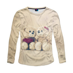 Женский лонгслив 3D с принтом Love teddy bears в Екатеринбурге, 100% полиэстер | длинные рукава, круглый вырез горловины, полуприлегающий силуэт | 14 февраля | bears | teddy | валентин | день святого валентина | игрушки | медведи | милый | мимими | мишка | мишки | подарки | подарок | подарок девушке | подарок парню | тедди