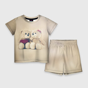 Детский костюм с шортами 3D с принтом Love teddy bears в Екатеринбурге,  |  | 14 февраля | bears | teddy | валентин | день святого валентина | игрушки | медведи | милый | мимими | мишка | мишки | подарки | подарок | подарок девушке | подарок парню | тедди