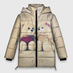 Женская зимняя куртка 3D с принтом Love teddy bears в Екатеринбурге, верх — 100% полиэстер; подкладка — 100% полиэстер; утеплитель — 100% полиэстер | длина ниже бедра, силуэт Оверсайз. Есть воротник-стойка, отстегивающийся капюшон и ветрозащитная планка. 

Боковые карманы с листочкой на кнопках и внутренний карман на молнии | 14 февраля | bears | teddy | валентин | день святого валентина | игрушки | медведи | милый | мимими | мишка | мишки | подарки | подарок | подарок девушке | подарок парню | тедди