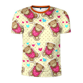 Мужская футболка 3D спортивная с принтом Мишки в Екатеринбурге, 100% полиэстер с улучшенными характеристиками | приталенный силуэт, круглая горловина, широкие плечи, сужается к линии бедра | 14 февраля | bears | teddy | валентин | день святого валентина | игрушки | медведи | милый | мимими | мишка | мишки | подарки | подарок | подарок девушке | подарок парню | тедди
