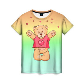 Женская футболка 3D с принтом Funny Bear в Екатеринбурге, 100% полиэфир ( синтетическое хлопкоподобное полотно) | прямой крой, круглый вырез горловины, длина до линии бедер | 14 февраля | bears | teddy | валентин | день святого валентина | игрушки | медведи | милый | мимими | мишка | мишки | подарки | подарок | подарок девушке | подарок парню | тедди