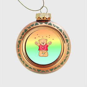 Стеклянный ёлочный шар с принтом Funny Bear в Екатеринбурге, Стекло | Диаметр: 80 мм | 14 февраля | bears | teddy | валентин | день святого валентина | игрушки | медведи | милый | мимими | мишка | мишки | подарки | подарок | подарок девушке | подарок парню | тедди