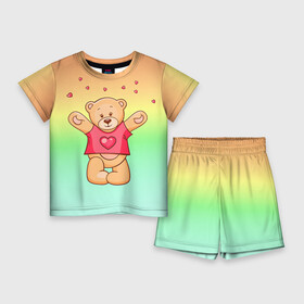 Детский костюм с шортами 3D с принтом Funny Bear в Екатеринбурге,  |  | 14 февраля | bears | teddy | валентин | день святого валентина | игрушки | медведи | милый | мимими | мишка | мишки | подарки | подарок | подарок девушке | подарок парню | тедди