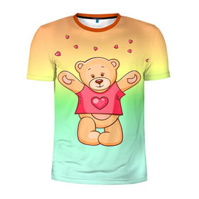 Мужская футболка 3D спортивная с принтом Funny Bear в Екатеринбурге, 100% полиэстер с улучшенными характеристиками | приталенный силуэт, круглая горловина, широкие плечи, сужается к линии бедра | 14 февраля | bears | teddy | валентин | день святого валентина | игрушки | медведи | милый | мимими | мишка | мишки | подарки | подарок | подарок девушке | подарок парню | тедди