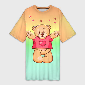 Платье-футболка 3D с принтом Funny Bear в Екатеринбурге,  |  | 14 февраля | bears | teddy | валентин | день святого валентина | игрушки | медведи | милый | мимими | мишка | мишки | подарки | подарок | подарок девушке | подарок парню | тедди